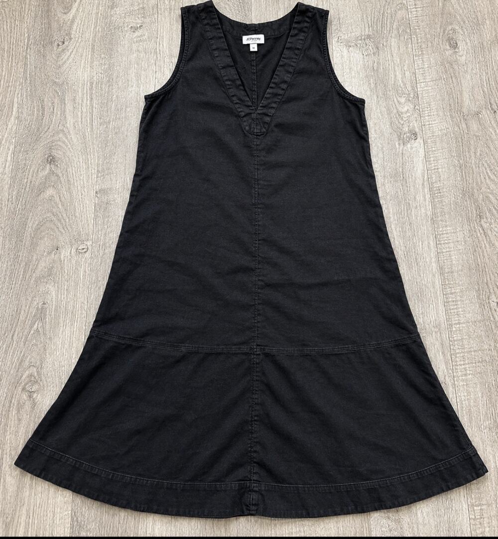 Nordstrom Women’s Linen Blend Midi Dress Size XL Washed Black Relaxed Fit Flowy